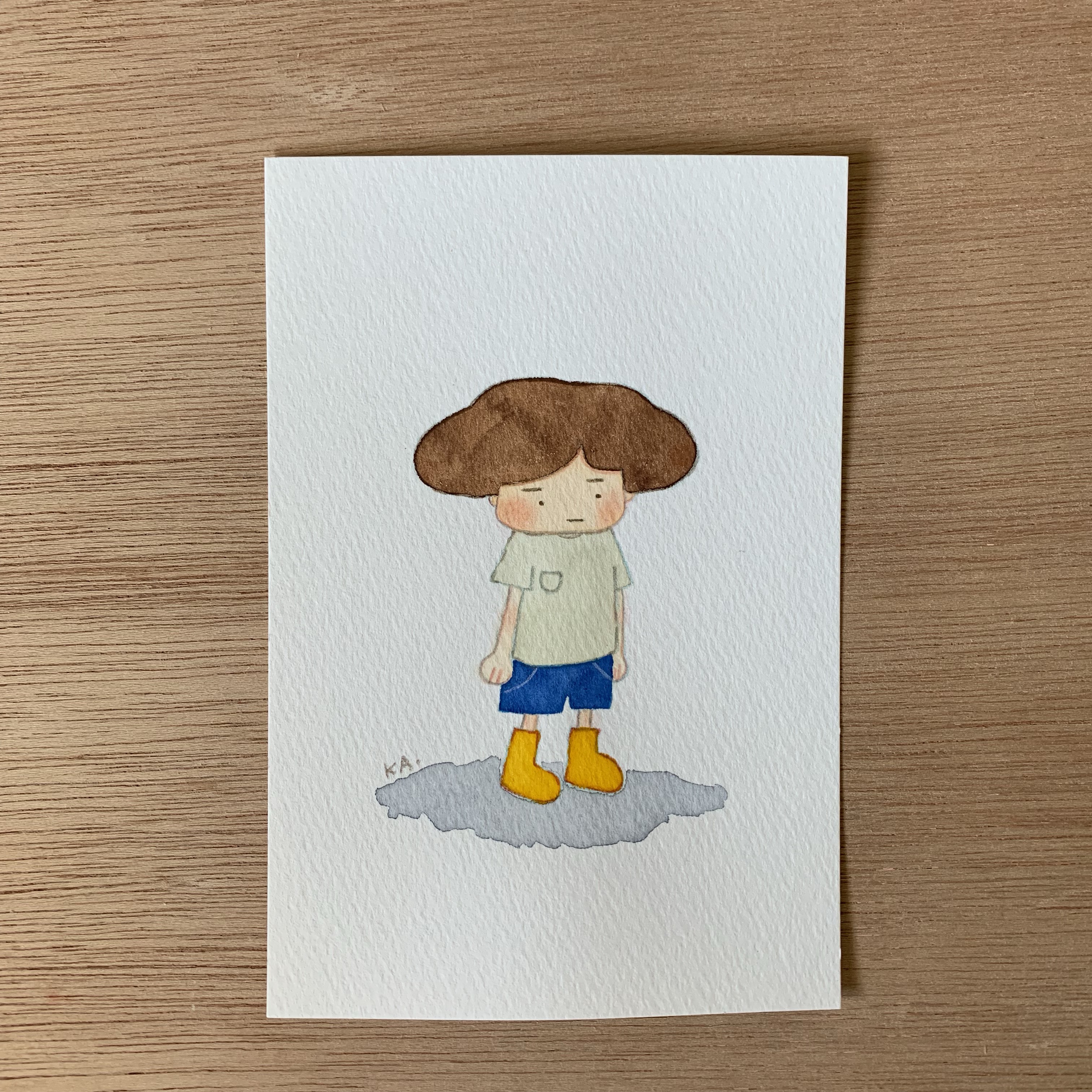 「くせっ毛ちゃんとくもり空」原画　送料無料