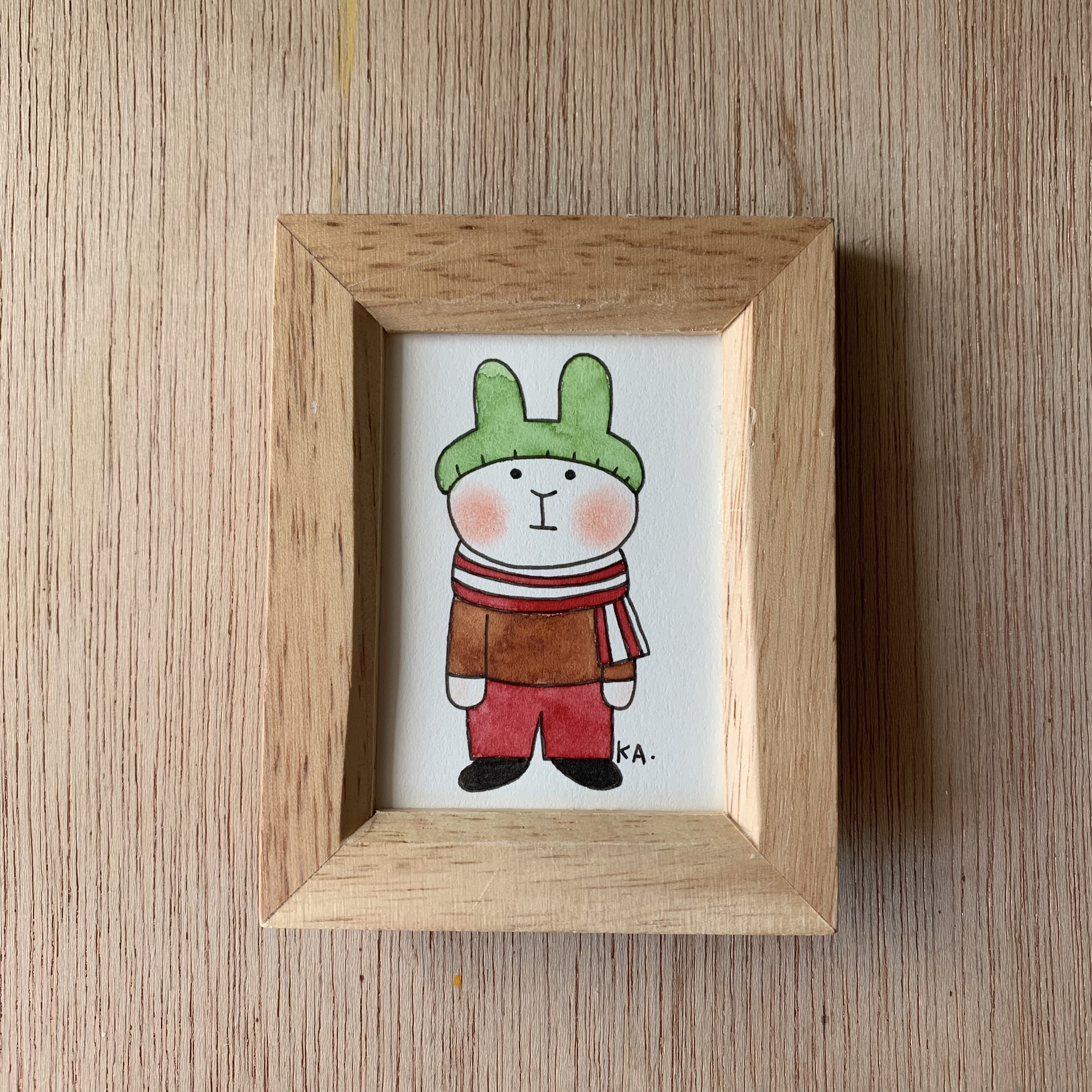 「さむがりやのウサギ氏」ミニ額　原画