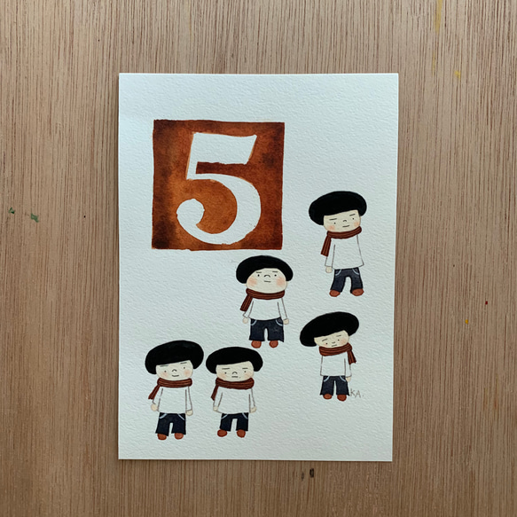 「5」原画　送料無料 1枚目の画像