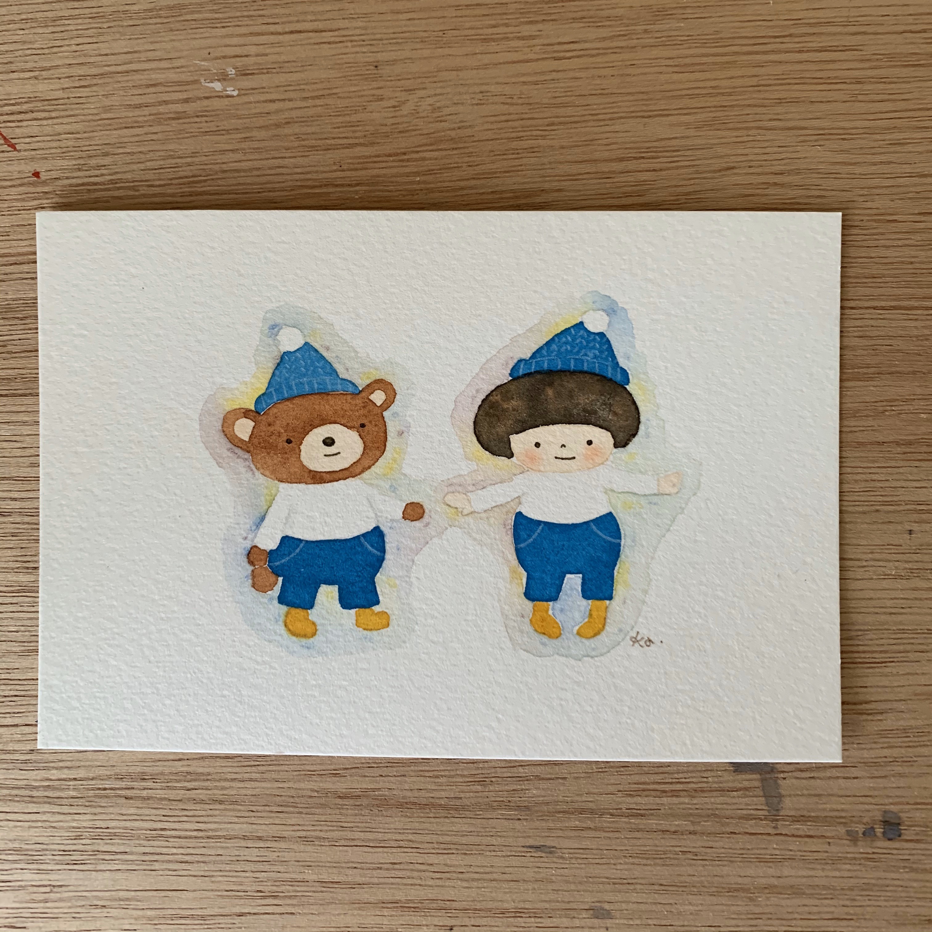 「おそろいの帽子」原画　送料無料