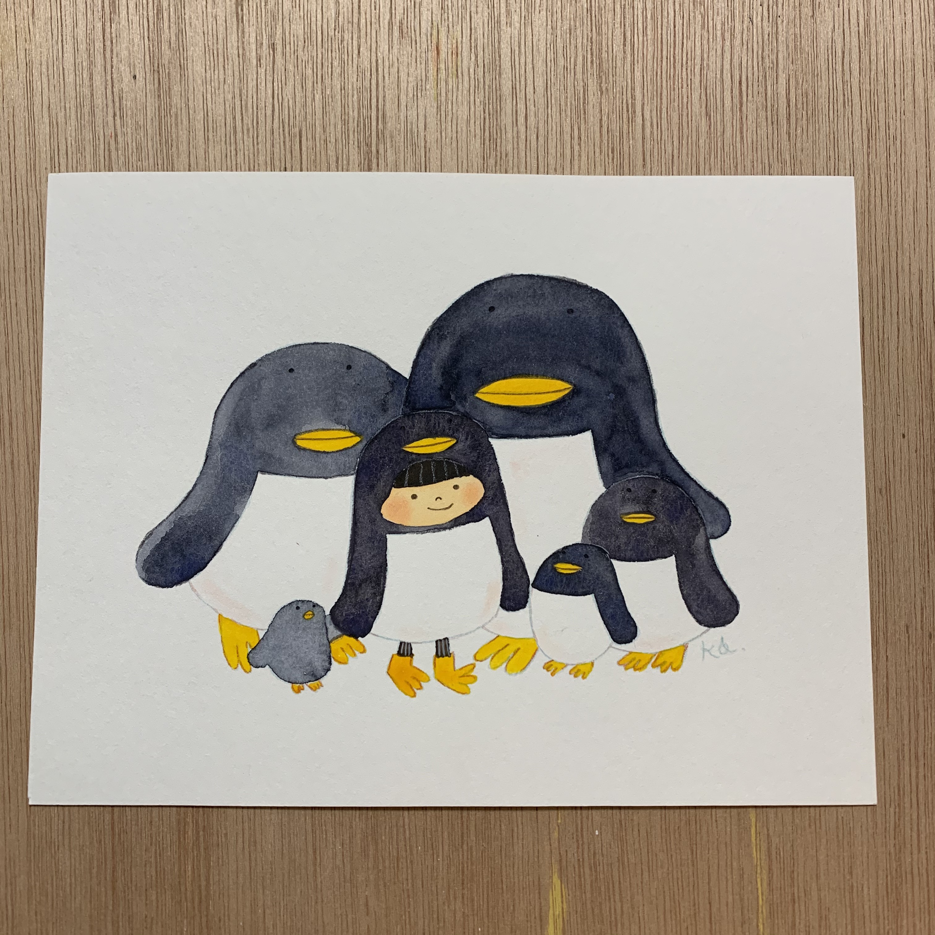 原画「ペンギンファミリー」