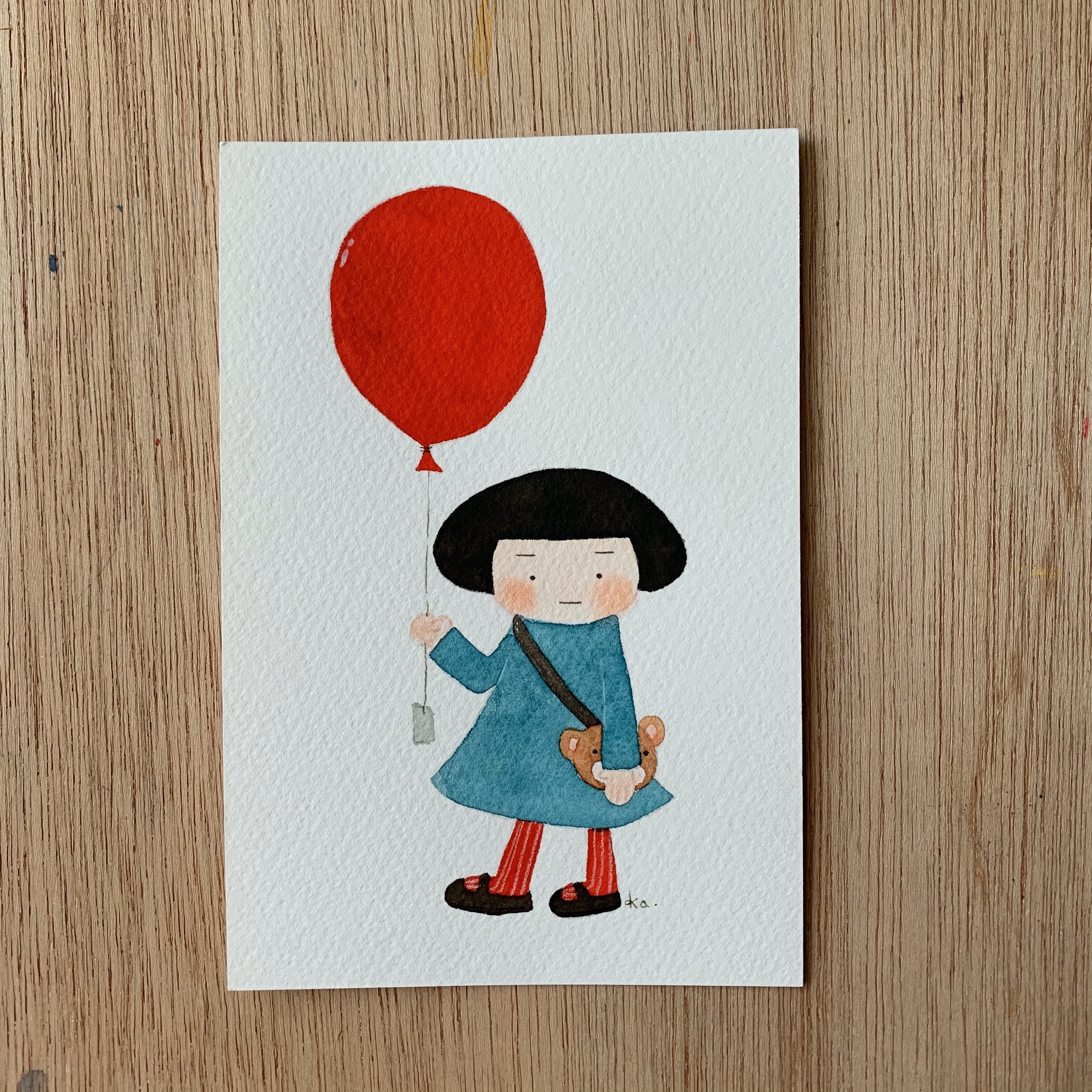 「赤いふうせんの子」　原画　送料無料