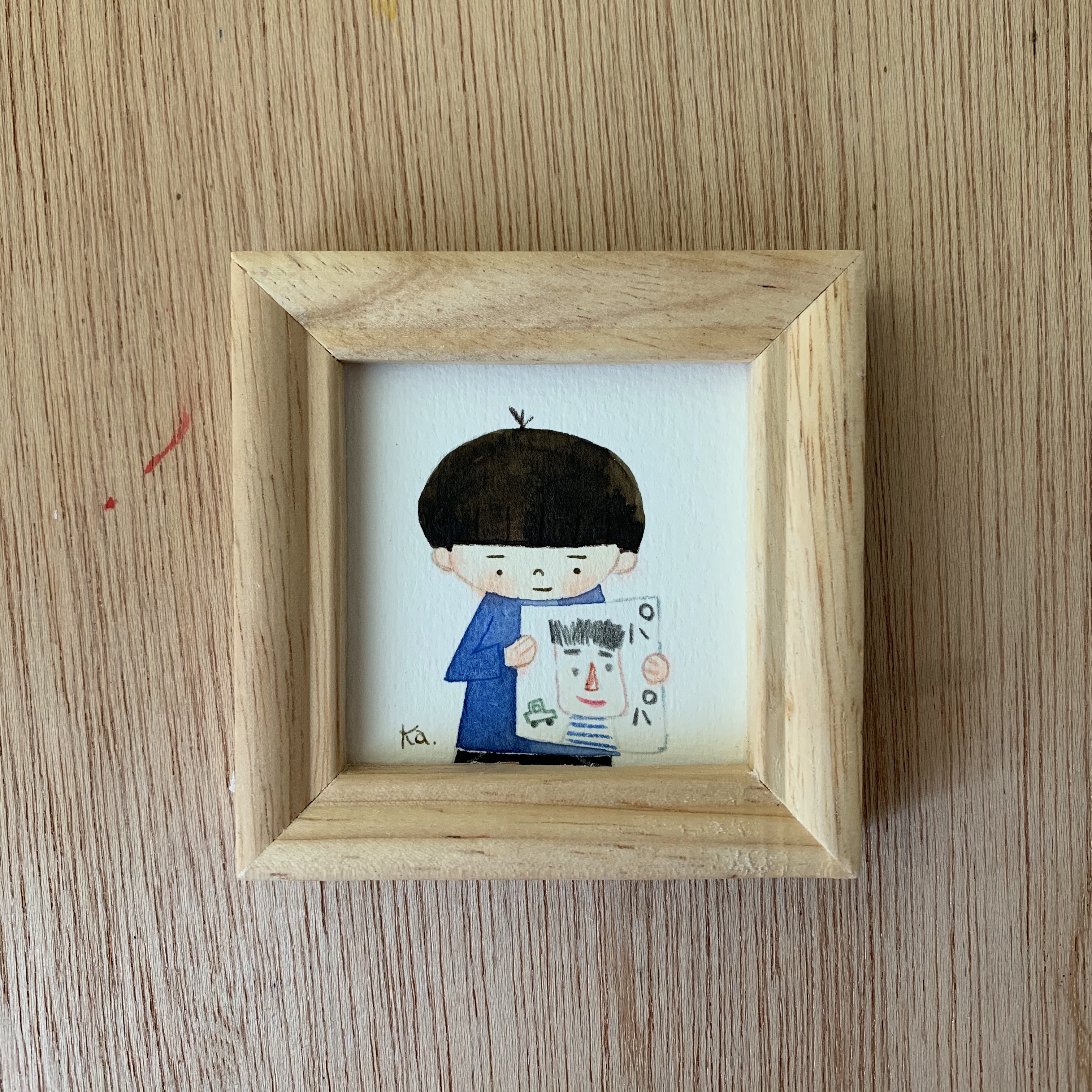 特集掲載作品「かっこいいパパ」父の日　ミニ額　原画