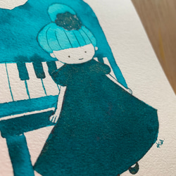 「ピアノと私」キラキラ原画　送料無料 2枚目の画像