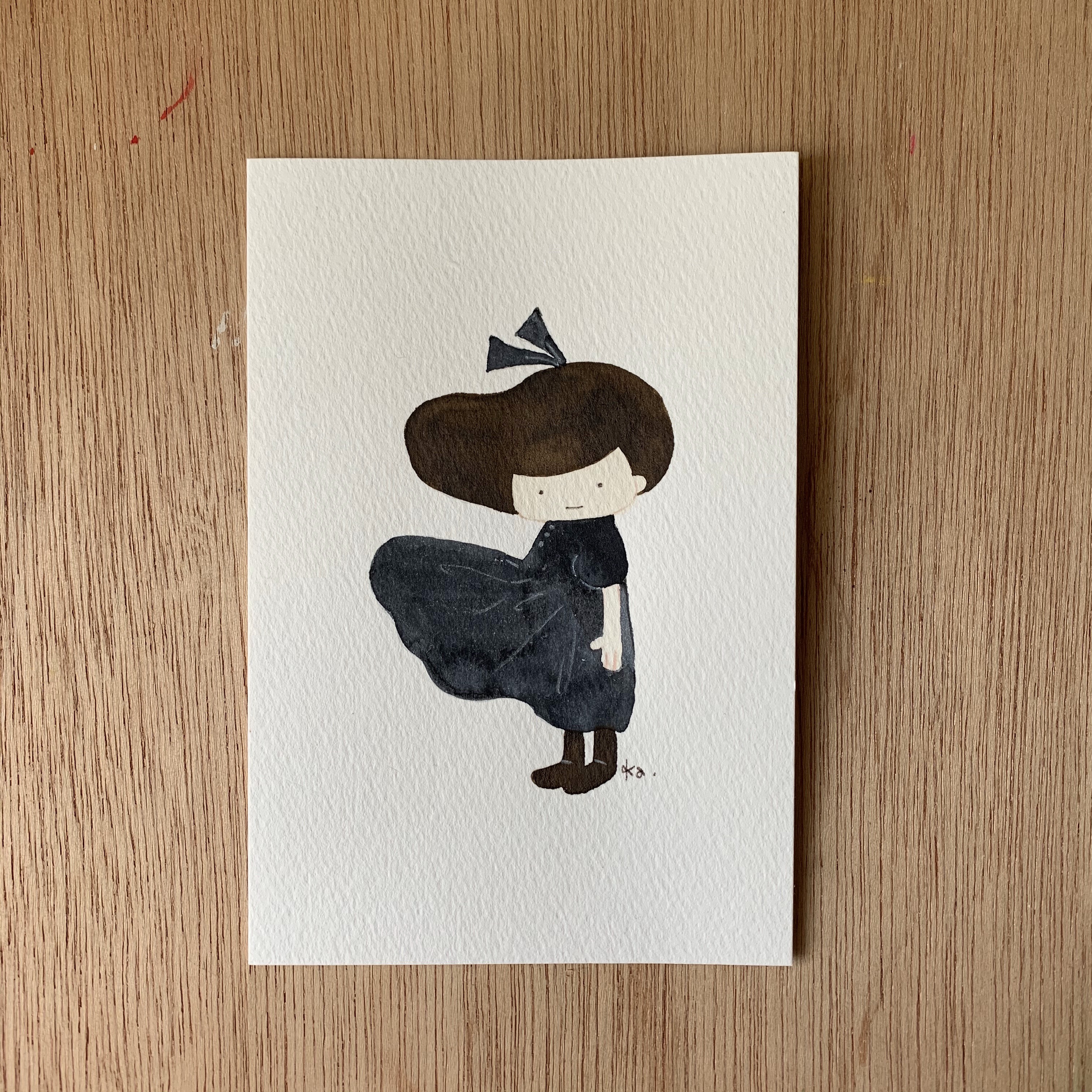 「風の中」　原画　送料無料