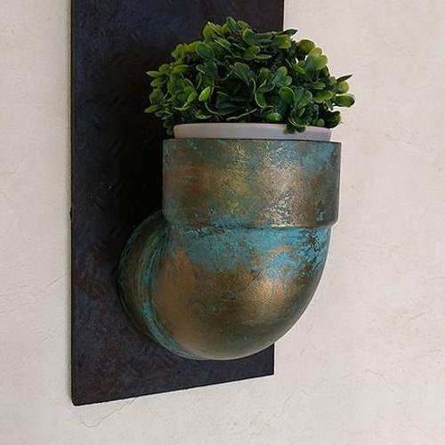 青銅色 青サビ ビンテージ風 壁掛け花器 一輪挿し・花瓶・花器 KEN