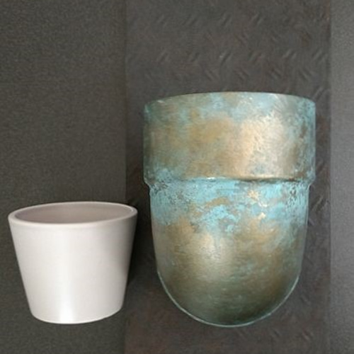 青銅色 青サビ ビンテージ風 壁掛け花器 一輪挿し・花瓶・花器 KEN
