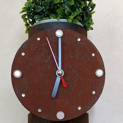 置き時計＆花器　ビンテージ風　赤錆塗装 4枚目の画像