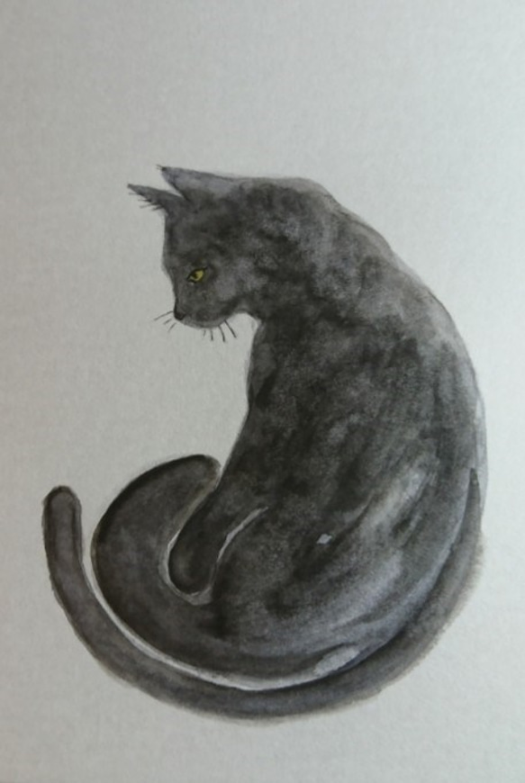 点描画 下さい 猫 【原画】アナログ手描き 2294