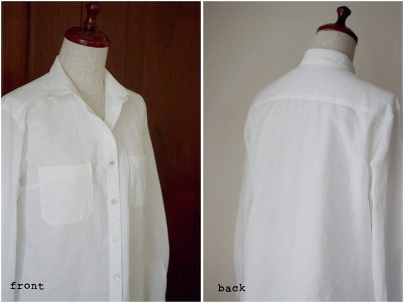白いリネンのレギュラーシャツ　Lサイズ 2枚目の画像