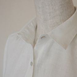 白いリネンのウェストシェイプシャツ　Lサイズ 3枚目の画像