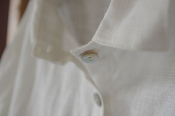 白いリネンのシャツワンピ　Mサイズ 2枚目の画像