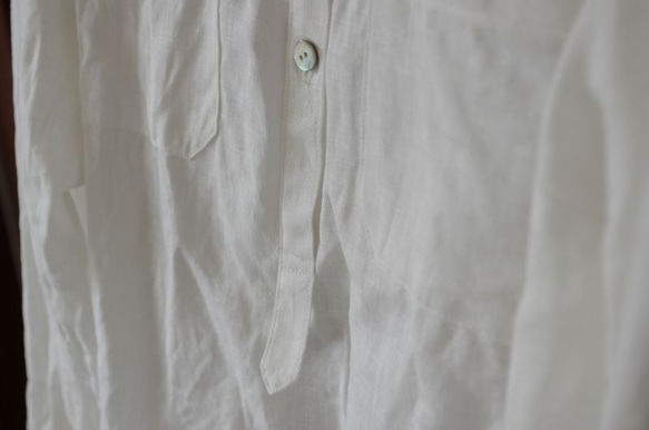 白いリネンのシャツワンピ　Mサイズ 3枚目の画像