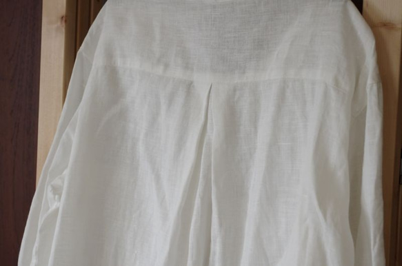 白いリネンのシャツワンピ　Mサイズ 4枚目の画像