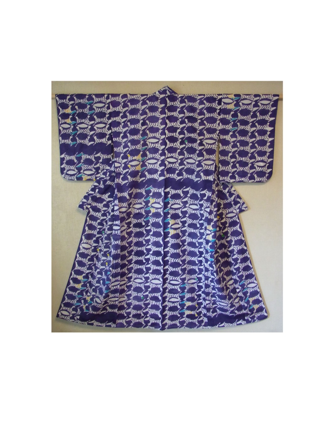 手染め「ゆかた」馬の模様一点もの　－稽古着などにも最適です。　着心地の良い生地・手縫い仕立のお値打ち品。