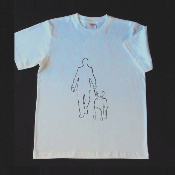 今日は海辺の道へ＜散歩＞★厚手の白Tシャツ　『受注生産』　男性に人気のデザインです。 1枚目の画像