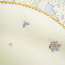 手描き上絵付♡マグカップ＋ケーキ皿セット（ダブルヴァイオレット）口径8.5㎝x高さ9㎝/お皿径21㎝ 7枚目の画像