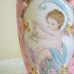 手描き上絵付♡天使の花瓶(透かし2重構造）口径10㎝ｘ高さ20㎝ 7枚目の画像