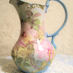 手描き上絵付♡hand painted rose pitcher  (水差し）高さ27㎝ 3枚目の画像