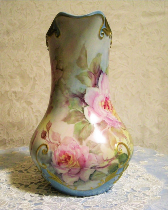 手描き上絵付♡hand painted rose pitcher  (水差し）高さ27㎝ 6枚目の画像