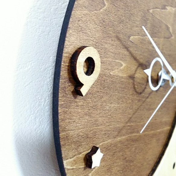 【受注製作】木製掛け時計　三日月と星 3枚目の画像