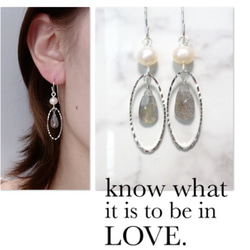 天然石オパール・十字架ピアス/イヤリング ピアス（フック・チェーン