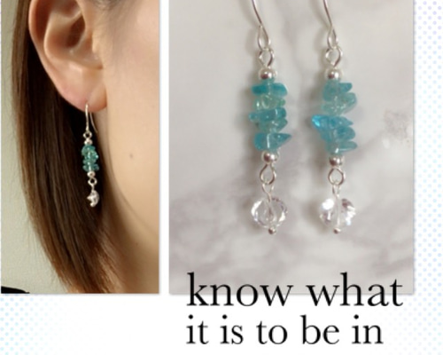 708 天然石アパタイト8㎜キューブカット燐灰石ピアスイヤリング