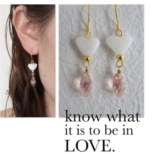 ハート型いろいろ天然石のピアス