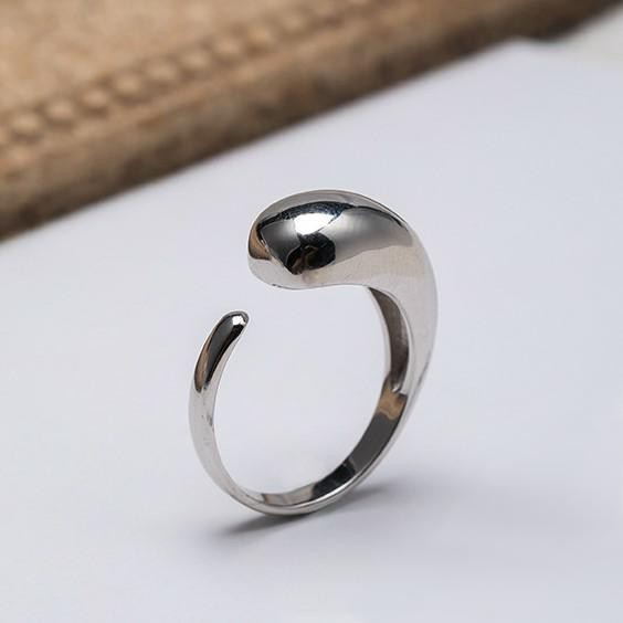＜受注制作＞オープンリング　しずく型　SILVER　0439