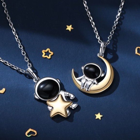 ＜受注制作＞宇宙飛行士のペンダント　月　星　SILVER　0766