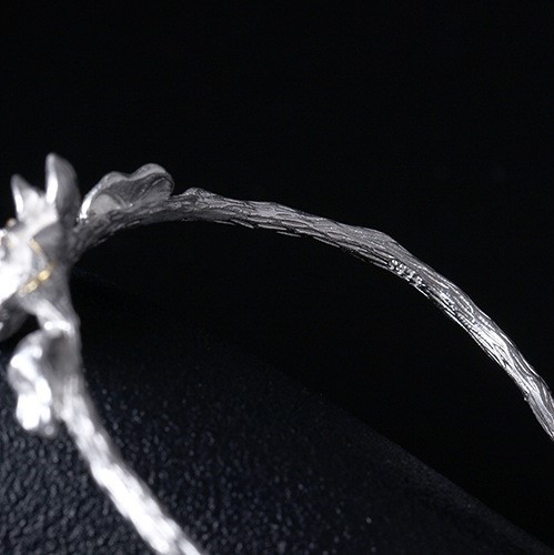 ＜受注制作＞ ハスのバングル　はす　蓮　シルバー B001