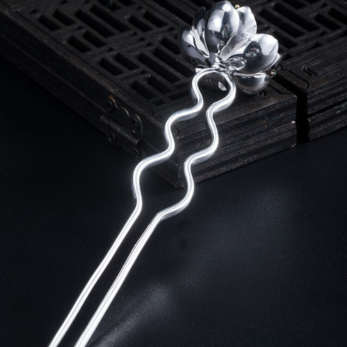 受注制作＞蓮の花のかんざし ハス はす シルバー K014 かんざし Vary  