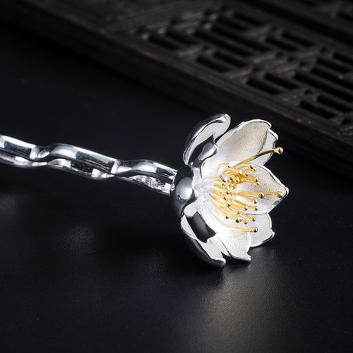 受注制作＞蓮の花のかんざし ハス はす シルバー K014 かんざし Vary  