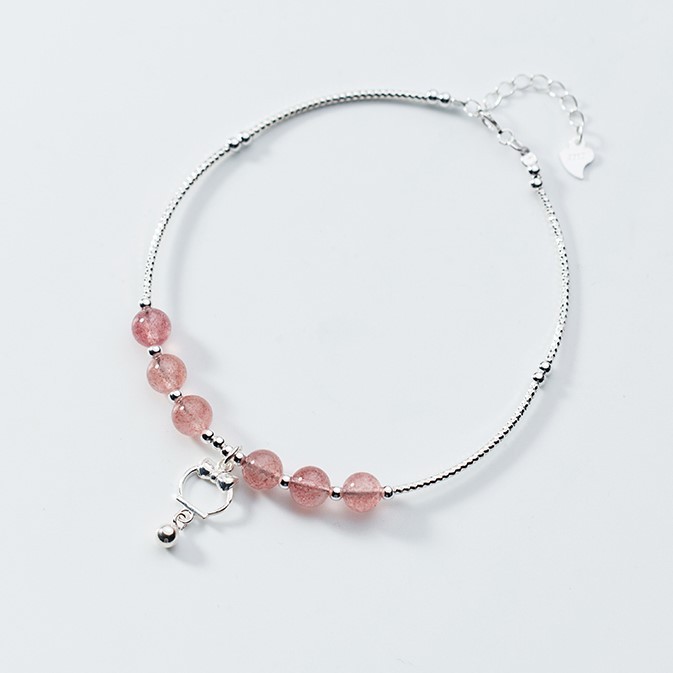 ＜受注制作＞アンクレット　ストロベリークォーツ　夏　海　0356