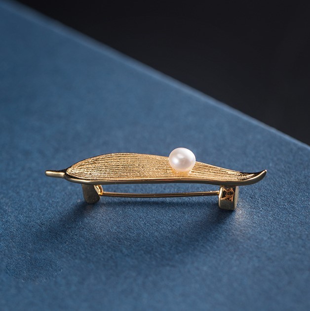 ＜受注制作＞笹の葉のブローチ　ささ　シルバー　C014