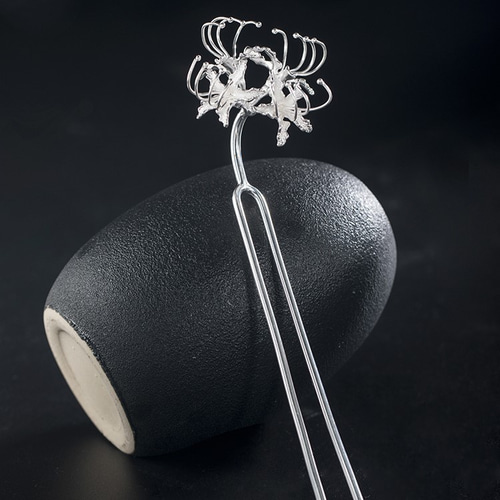 受注制作＞彼岸花のかんざし ヒガンバナ 簪 シルバー K016 かんざし  