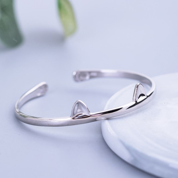 受注制作＞猫のバングル 猫耳 ねこ シルバー B016 バングル・リスト