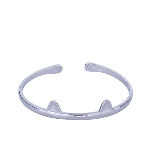 受注制作＞猫のバングル 猫耳 ねこ シルバー B016 バングル・リスト
