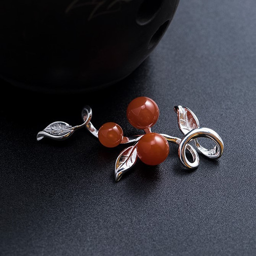 受注制作＞葉っぱのペンダント メノウ シルバー N006 ペンダントトップ 