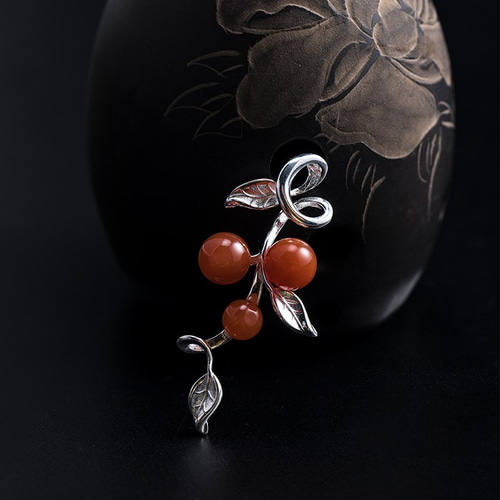 受注制作＞葉っぱのペンダント メノウ シルバー N006 ペンダントトップ 