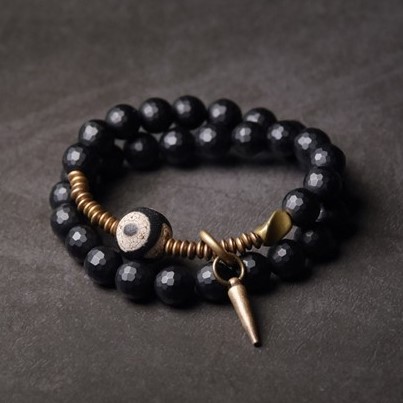 ＜受注制作＞オニキスのブレスレット　真鍮　メンズ　B033 12,600円