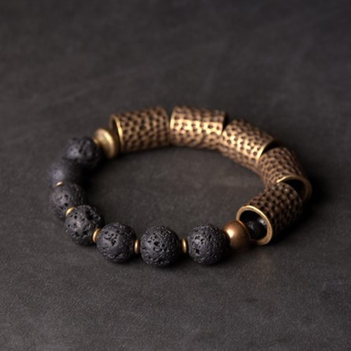 受注制作＞火山岩のブレスレット 真鍮 メンズ B036 ブレスレット Vary  