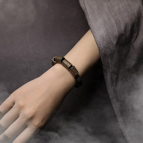 受注制作＞火山岩のブレスレット 真鍮 メンズ B036 ブレスレット Vary  