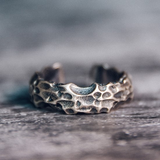 ＜受注制作＞リング　凹凸　テクスチャー　メンズ　シルバー　R084｜詳細画像