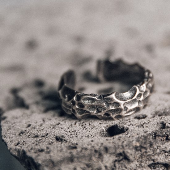 ＜受注制作＞リング　凹凸　テクスチャー　メンズ　シルバー　R084｜詳細画像