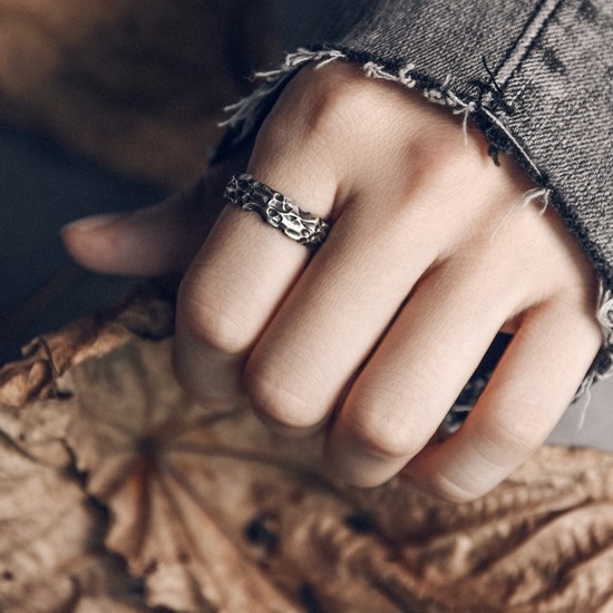 ＜受注制作＞リング　凹凸　テクスチャー　メンズ　シルバー　R084｜詳細画像