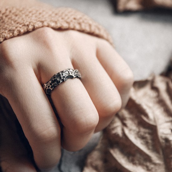 ＜受注制作＞リング　凹凸　テクスチャー　メンズ　シルバー　R084｜詳細画像