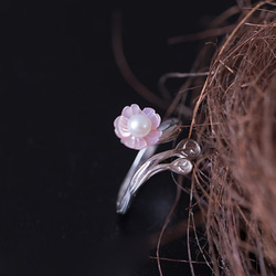 ＜受注制作＞桜のリング　さくら　シルバー　シェル　パール　R134 2枚目の画像