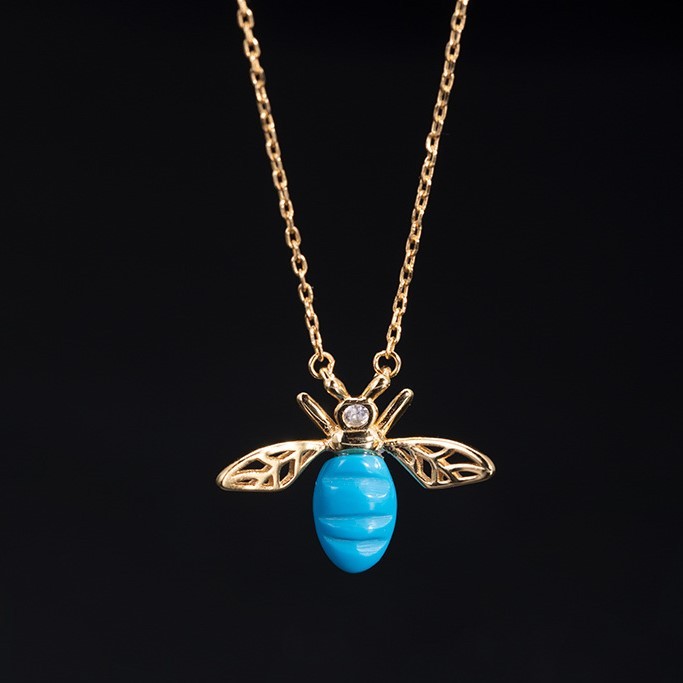 ＜受注制作＞蛍のペンダント　ホタル　トルコ石　シルバー N014