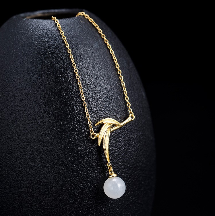 ＜受注制作＞笹のペンダント　ささ　ネフライト　シルバー N033